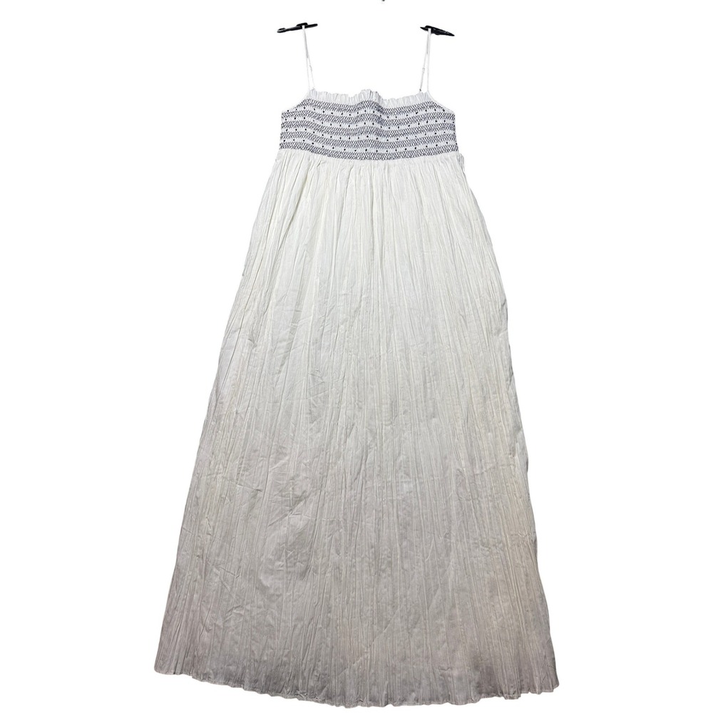 J.Crew Maxi Dress Women S Ivory Excellent Smocked Gauze Pockets